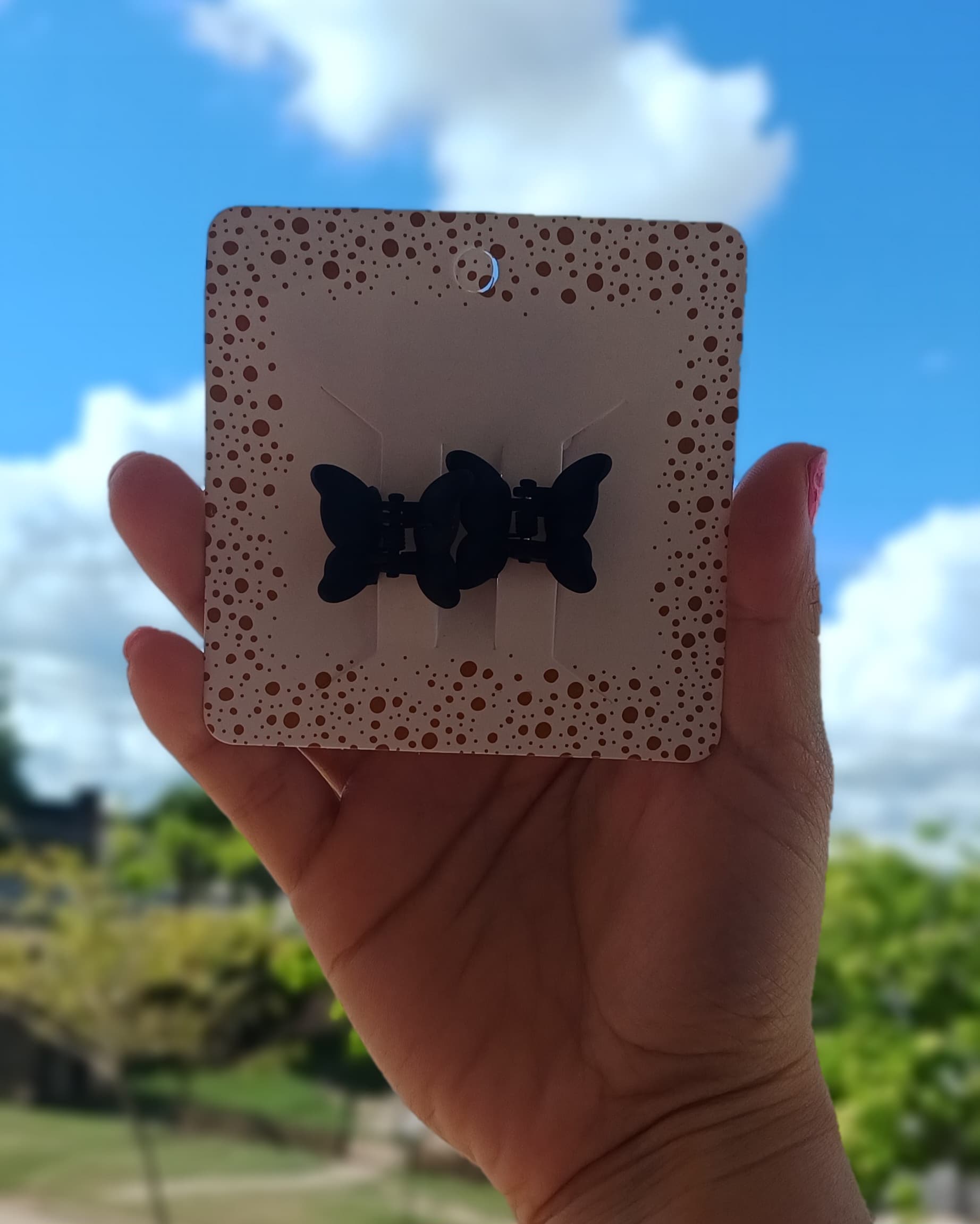 Mini ×2 Broches Maripositas Negro Matte