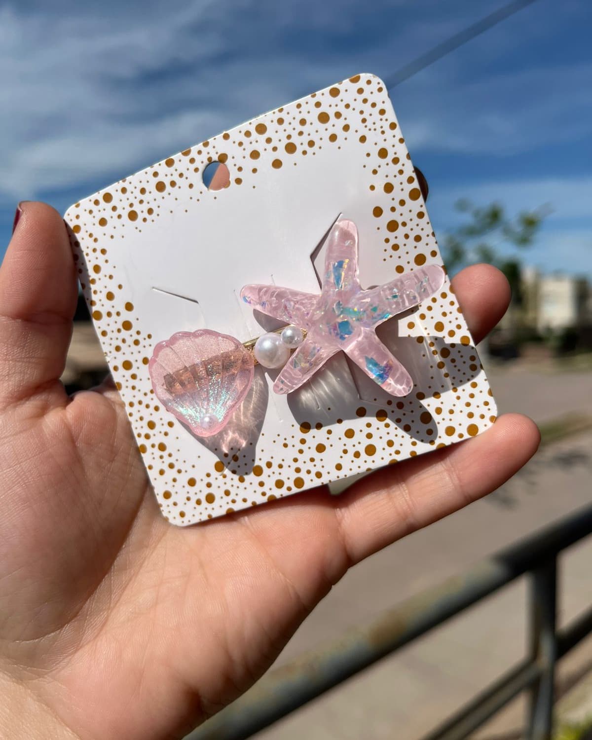 Pinza mini p/Cabello OSTRA ESTRELLA ROSA🩷